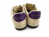 Gucci Calfskin Lame GG Monogram Web Womens Screener Sneakers Size 39 ladies