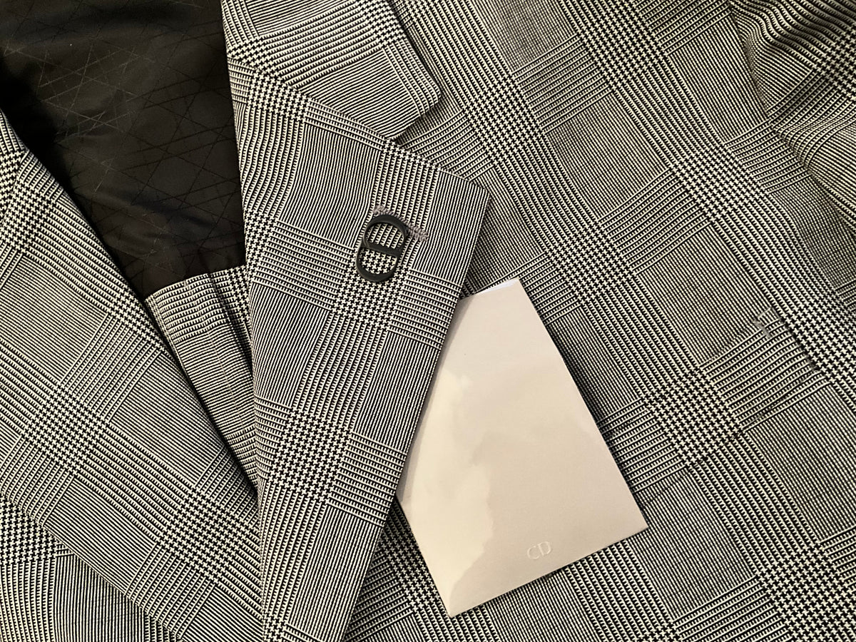 Dior Virgin Wool Check CD Icon Two-Piece Set Suit Size 48-jacket Size 50-trousers men