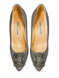 Manolo Blahnik HANGISI GLITTER PUMPS HEELS SIZE 36.5 LADIES
