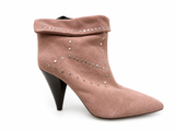 Isabel Marant Lisbo Studded Story Short Boots in Lilac Suede Leather Size 38 ladies