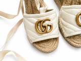 Gucci GG Marmont wedge sandals, white leather, size 38 1/2 UK5.5 US 8.5 ladies