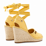 Fendi Raffia FF Embroidered Roma Ankle Wrap Espadrille Wedges size 39 ladies