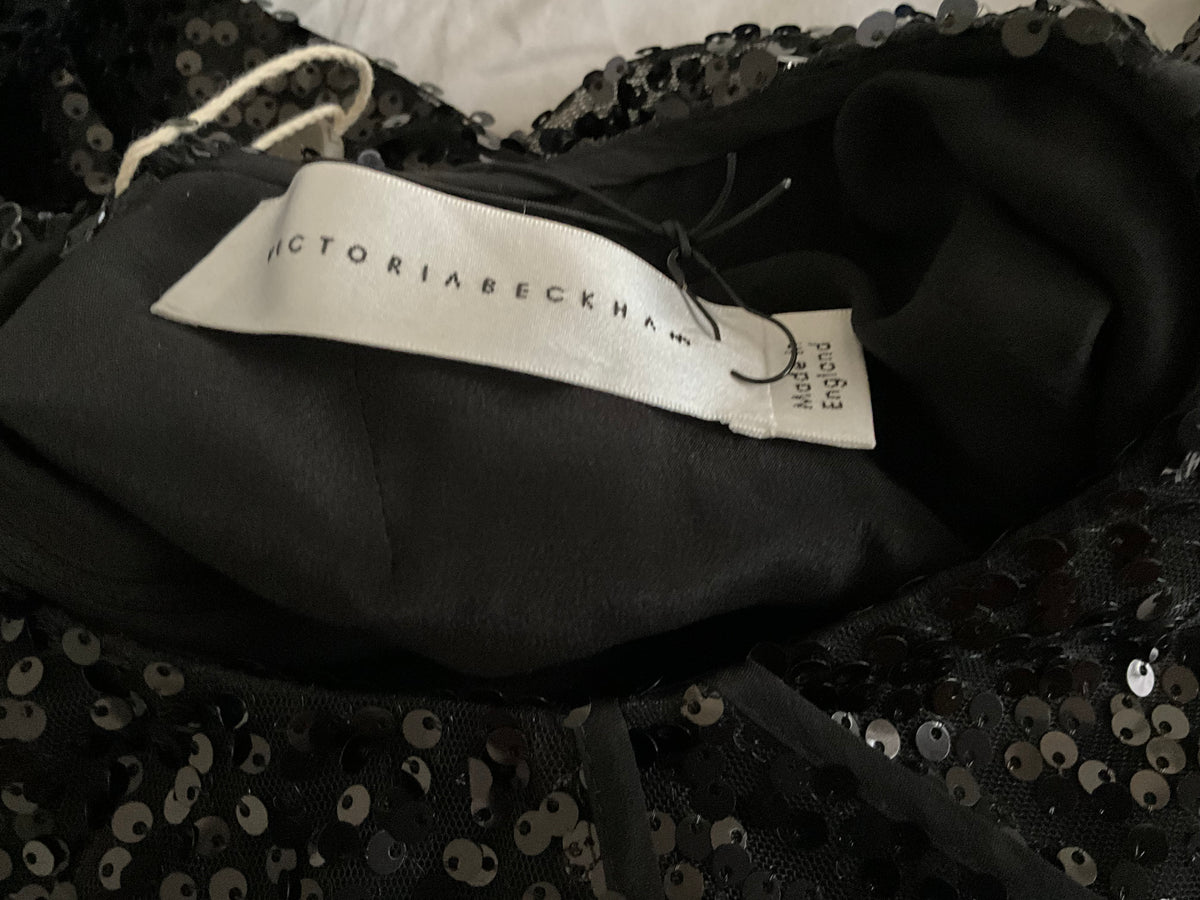 VICTORIA BECKHAM RUNAWAY SEQUIN SHIFT MINI DRESS UK 8 US 4 F 36 I 40 ladies