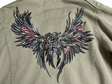 Zadig & Voltaire Khaki Green Linen Military Jacket with Eagle Embroidery ladies