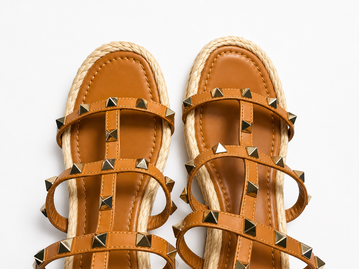 Valentino Garavani Rockstud 100 Leather Wedge Espadrilles ladies