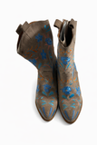 Custom made Western Suede Floral Embroidered Boots Size 38 ladies