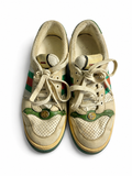 Gucci Screener Web Sneakers Trainers in Leather size 38 1/2 ladies