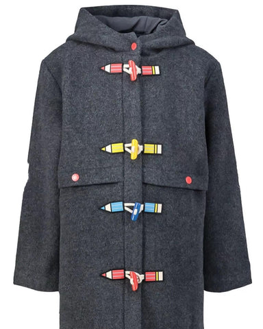 Stella McCartney Kids Pencil-toggle Duffle Wool Coat In Grey Size 10 years children