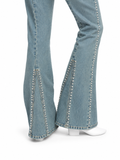 Zadig & Voltaire Eclip Denim Eco Studs Light Blue Bootcut Jeans – Size 29 ladies