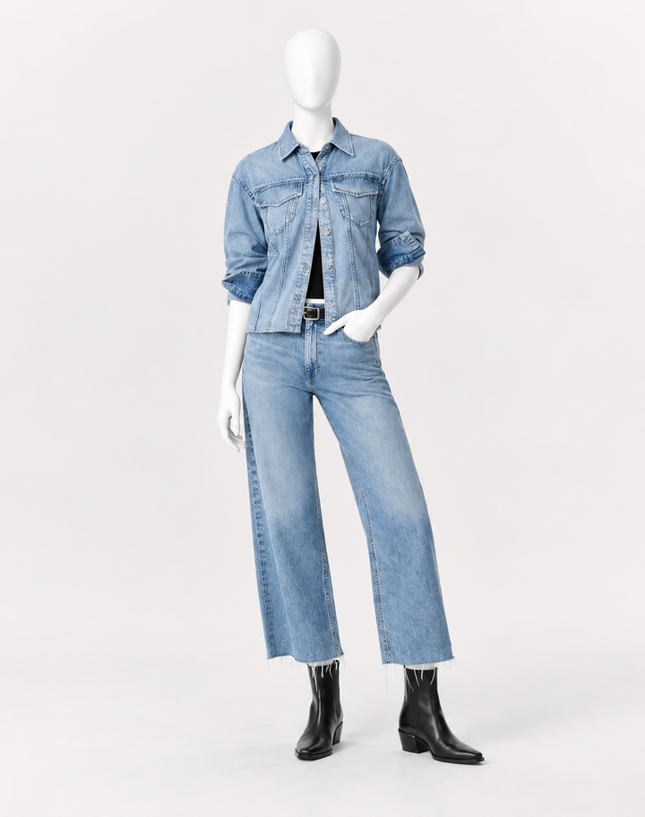 Rag & Bone Andi High-Rise Ankle Wide-Leg Raw Hem Blue Jeans – Size 29 ladies