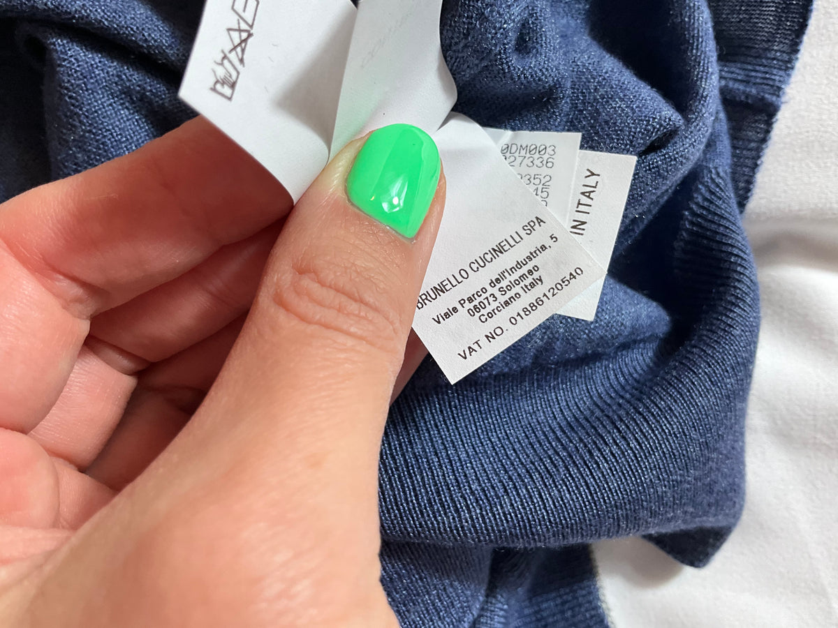 Brunello Cucinelli Blue Cashmere Silk Crewneck Jumper – IT 48 men