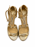 Jimmy Choo Metallic Gold Leather Strappy Stiletto Heel Sandals EU 36 ladies