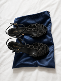 SERGIO ROSSI SCALLOPED CRYSTAL T-STRAP PLATFORM HEELS EU 36.5 UK 3.5 US 6.5 ladies