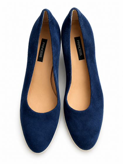 Princess Navy Blue Suede Wedge Shoes size 38.5 ladies