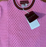 Gucci 2025 Webbing-Trimmed Open-Knit Cotton-Blend Mini Dress Size M medium ladies