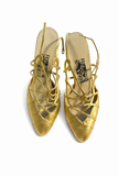 Salvatore Ferragamo Archives Limited Edition Leather Gold Slingback Heels size 38 ladies