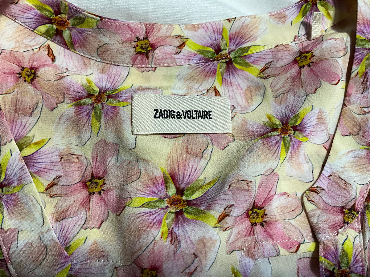 Zadig & Voltaire Torny Floral Print V-Neck Blouse Tunic Size S ladies