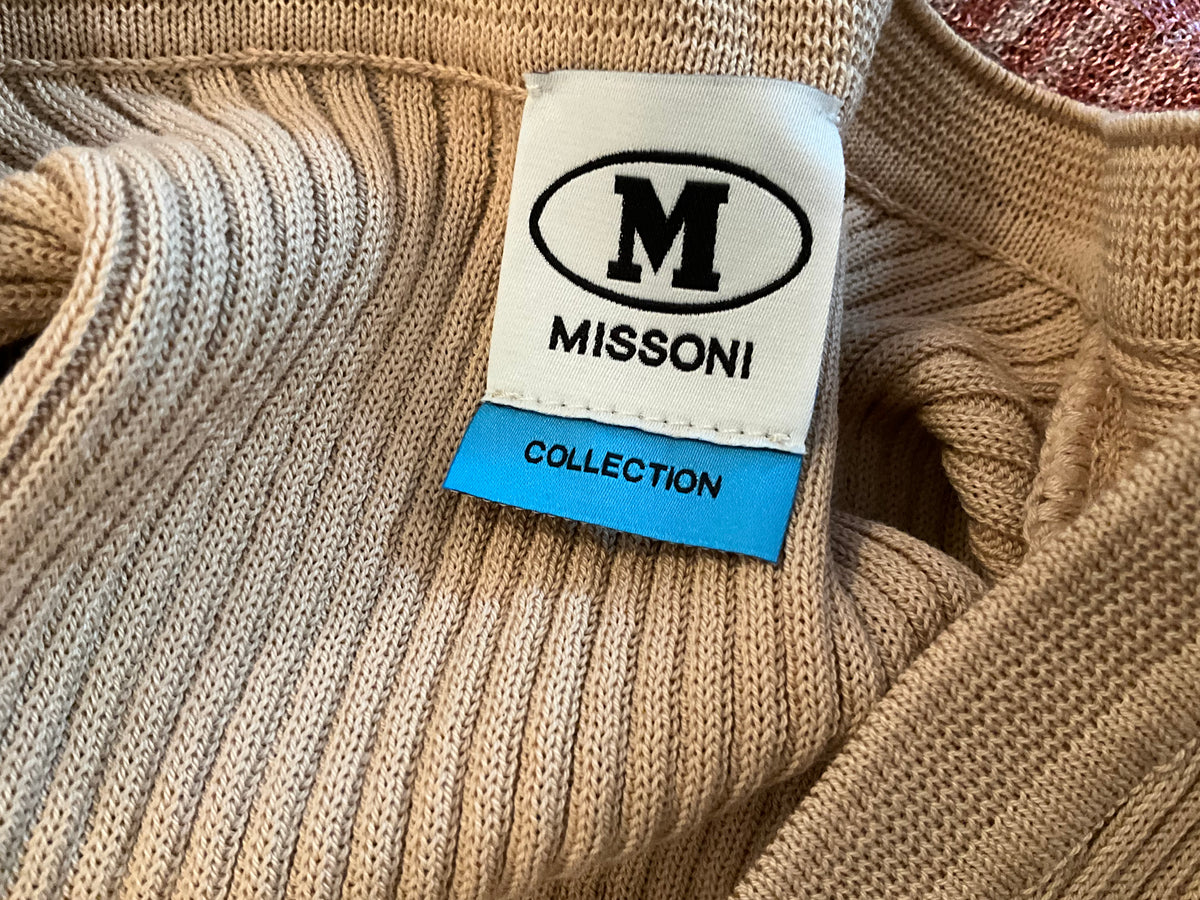 M Missoni V-neck Knit Beige dress size I 42 UK 10 US 6 ladies