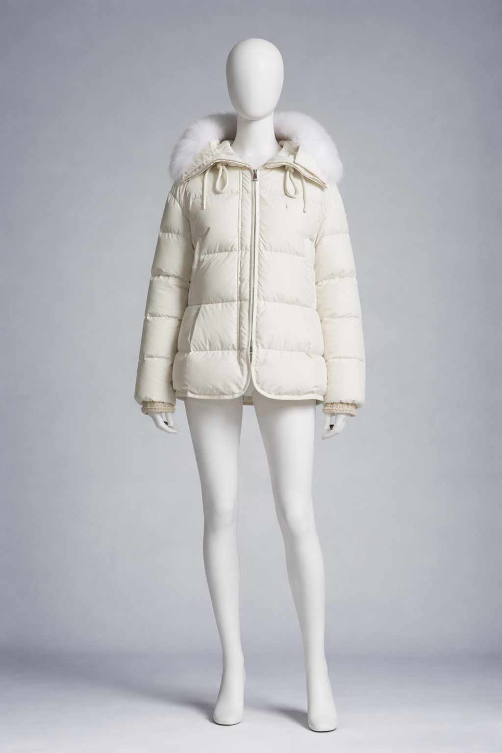 Moncler Down Feathers jacket LOCUSTELLE puffer in white size 3 ladies