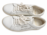 Saint Laurent Paris Men’s White Leather Studded Trainers – Size EU 43 men