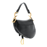 CHRISTIAN DIOR Calfskin Saddle Bag in Black Leather Bag Handbag ladies