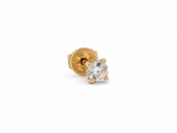14K Gold Single Cubic Zirconia Stud Earring ladies