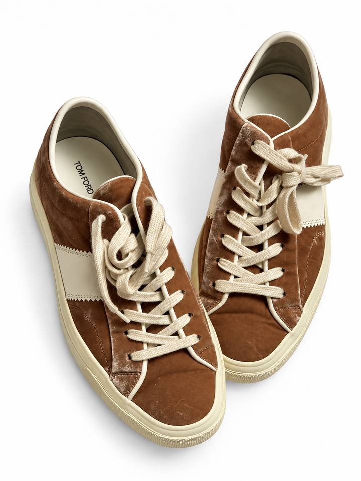 Tom Ford Men’s Velvet & Leather Low-Top Sneakers – Size UK 9 / EU 43 men