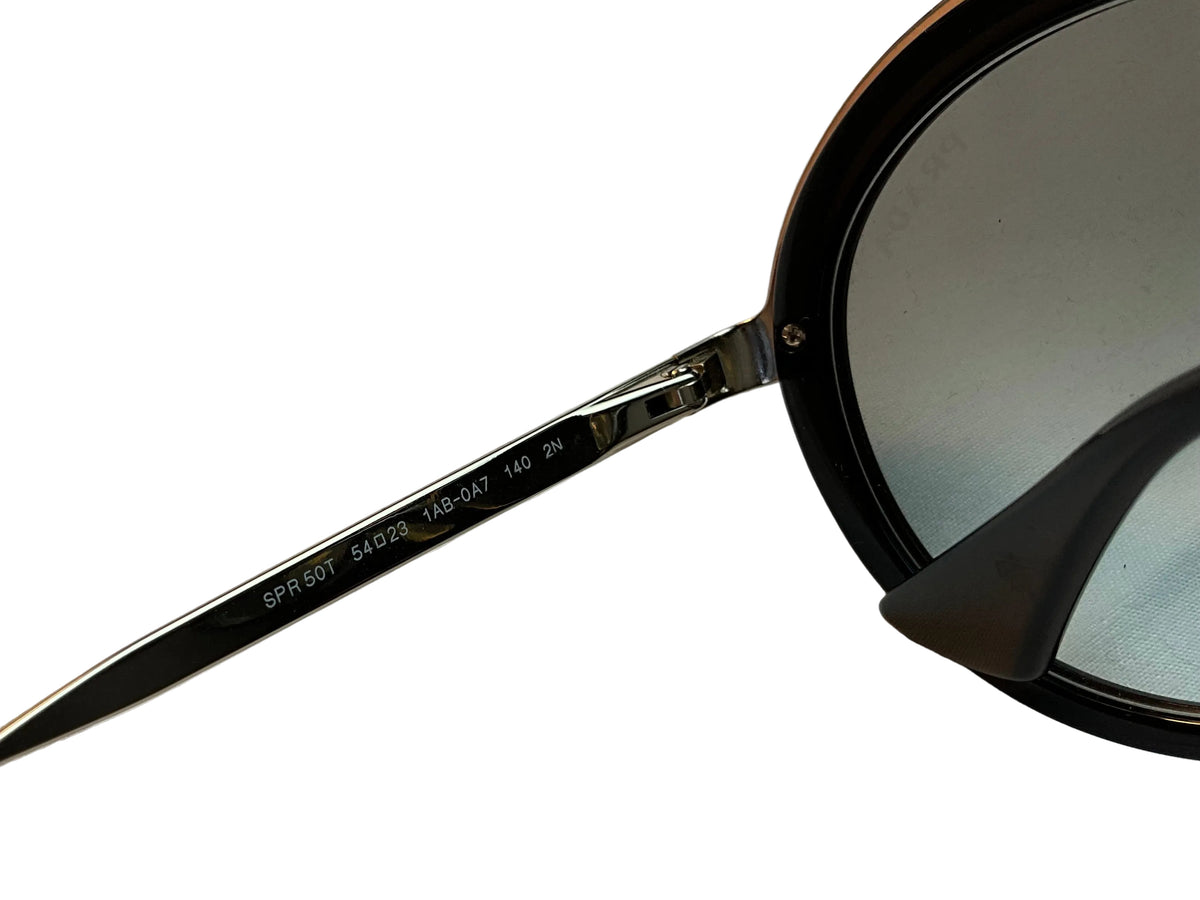 Prada Round Black Gold Oversized SPR50T 1AB-0A7 54-23-140 Sunglasses ladies