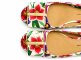 Salvatore Ferragamo Floral Print Leather Avola Bow Ballet Flats Size 8C 38 ladies