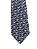 Hermès Paris Navy Blue Carousel Horse Jacquard 100% Silk Tie men