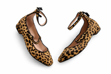 J. Crew Sally Mary Jane Shoes Ballet Flats Women Leopard Calf Hair Leather Size 38 ladies