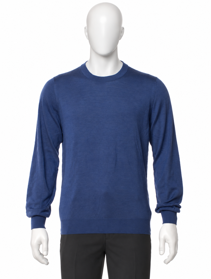 Brunello Cucinelli Blue Cashmere Silk Crewneck Jumper – IT 48 men