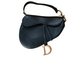 CHRISTIAN DIOR Calfskin Saddle Bag in Black Leather Bag Handbag ladies