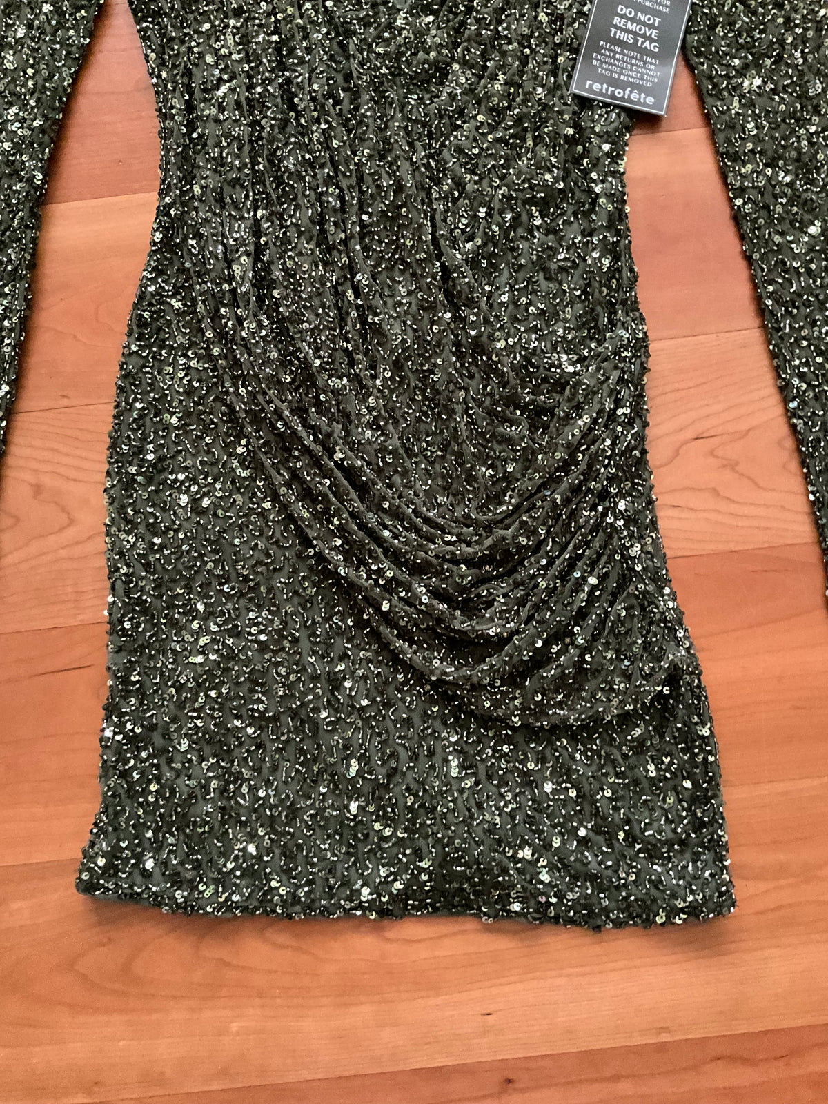 Retrofête Yael Sequin Tull Draped Mini Dress Size S small ladies