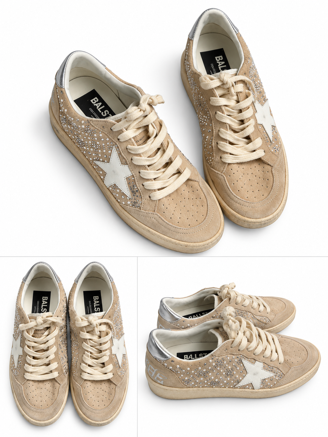 Golden Goose Ball Star Suede Swarovski Crystal & Pearl Trainers – Size 39 ladies