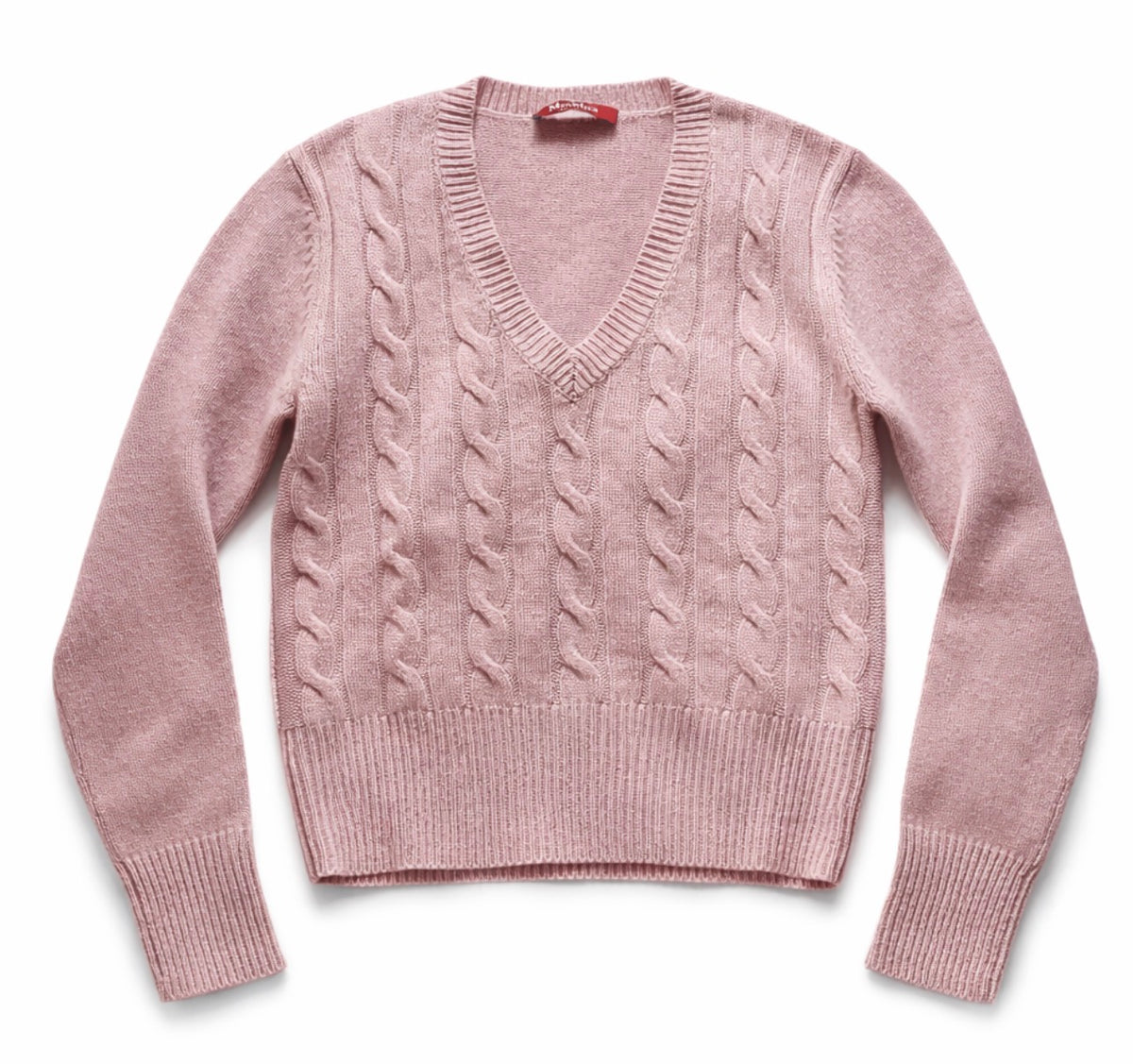 Max Mara Pink Cable Knit V neck Sweater Jumper Size M medium ladies