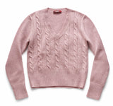 Max Mara Pink Cable Knit V neck Sweater Jumper Size M medium ladies