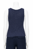 James Perse Navy Cotton & Linen-Blend Knitted Tank Top size 2 ladies