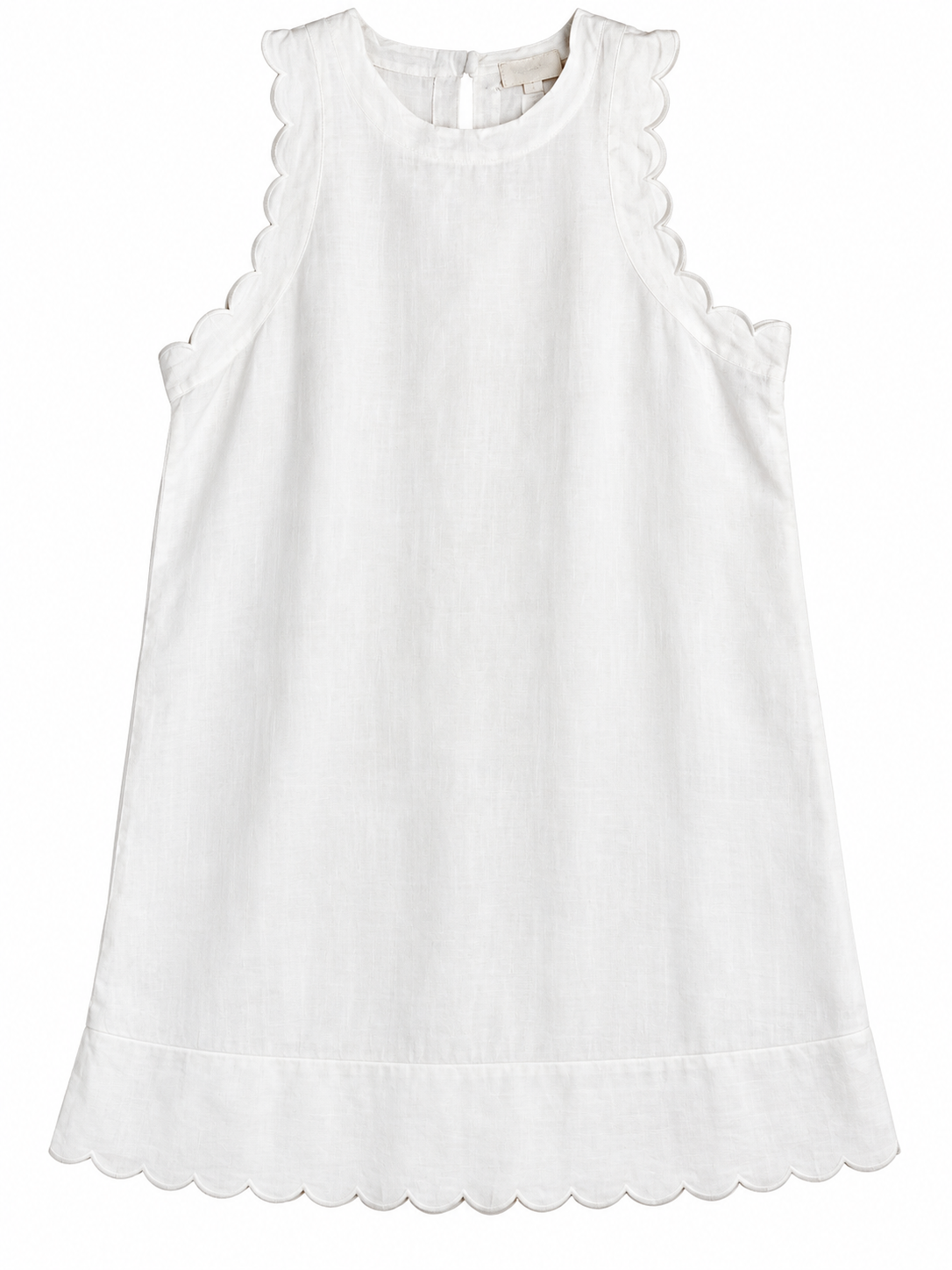 M&S White Linen-Blend Scalloped Mini Dress ladies