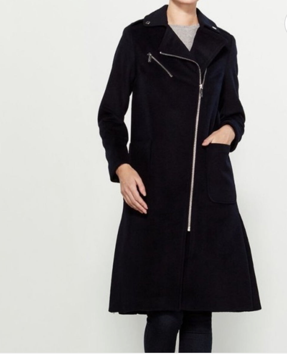 Michael Kors Navy Blue Wool Blend Mid Length Coat Ladies