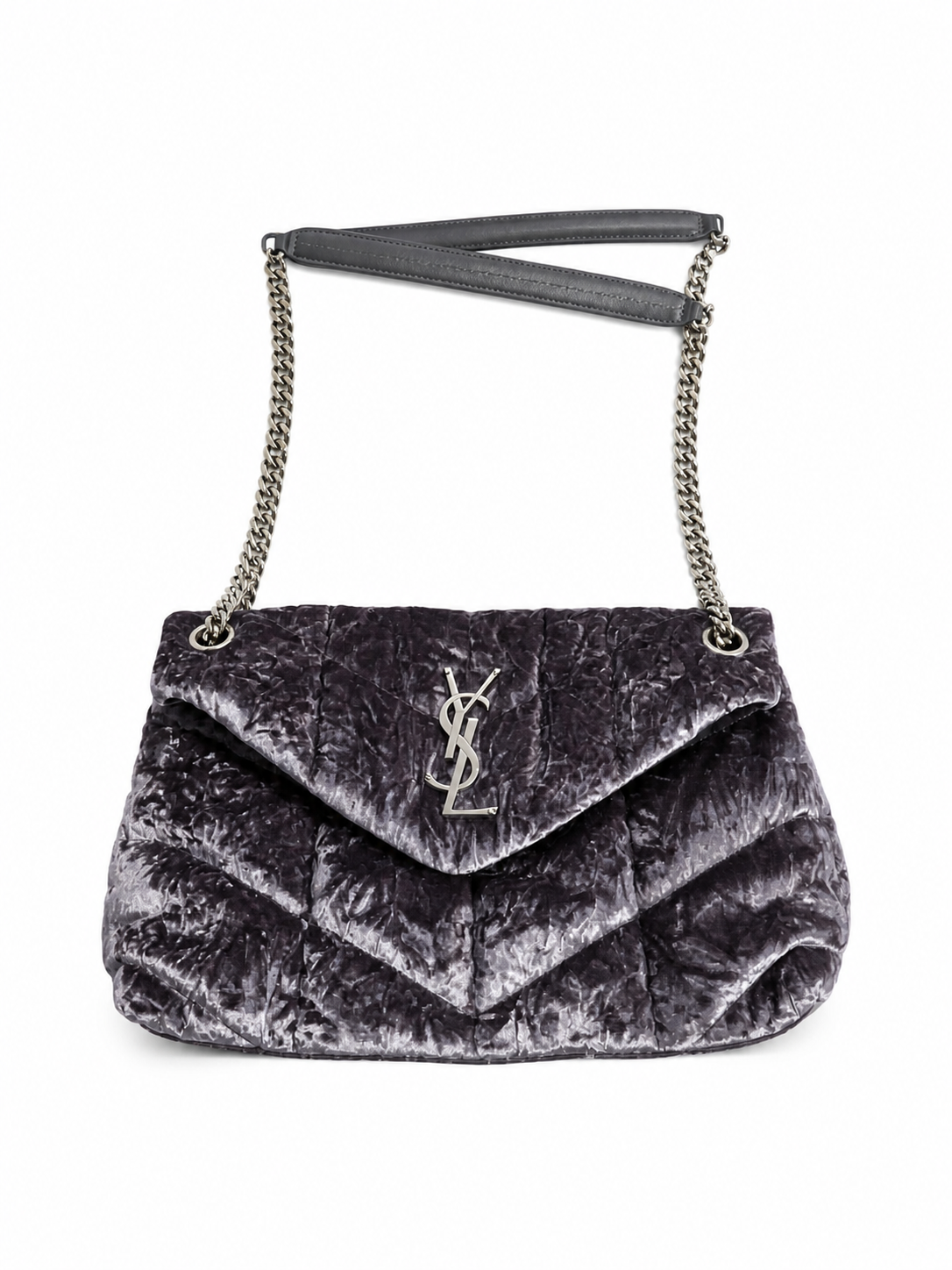SAINT LAURENT YSL Loulou Puffer Crushed-Velvet Shoulder Bag Handbag ladies