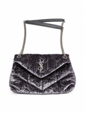 SAINT LAURENT YSL Loulou Puffer Crushed-Velvet Shoulder Bag Handbag ladies