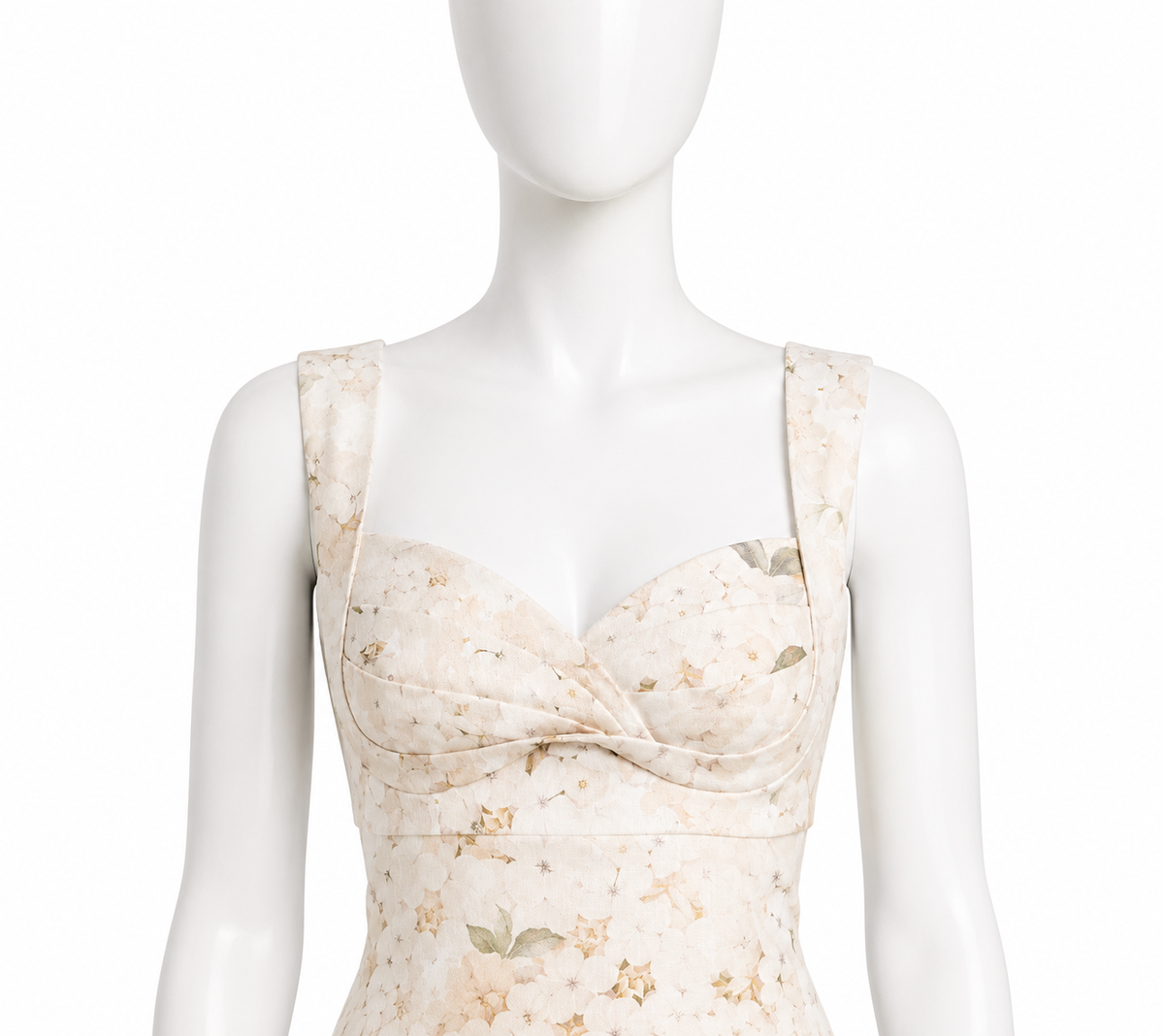 Zimmermann Balance Floral Linen Midi Dress – White Hydrangea (2026 Collection)