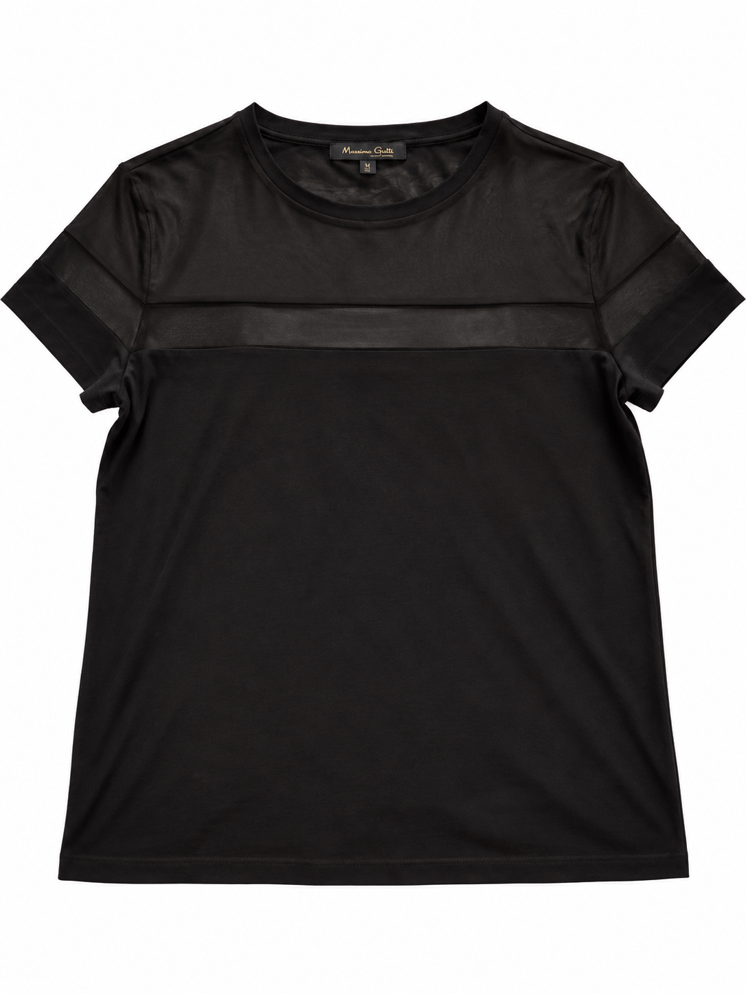 Massimo Dutti Black Sheer Panel T-Shirt Size M ladies