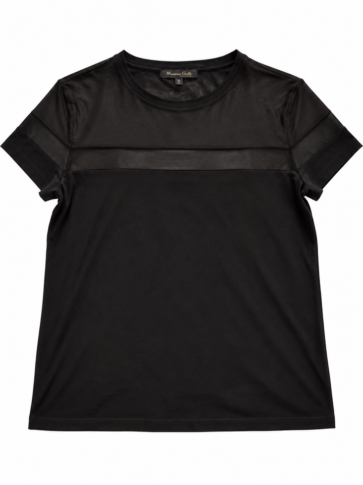 Massimo Dutti Black Sheer Panel T-Shirt Size M ladies