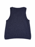 James Perse Navy Cotton & Linen-Blend Knitted Tank Top size 2 ladies