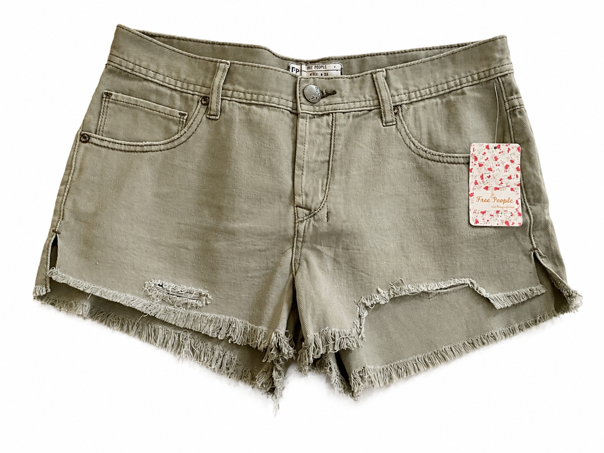 Free People Distressed Denim Shorts – Silver Lining – Size W25 ladies