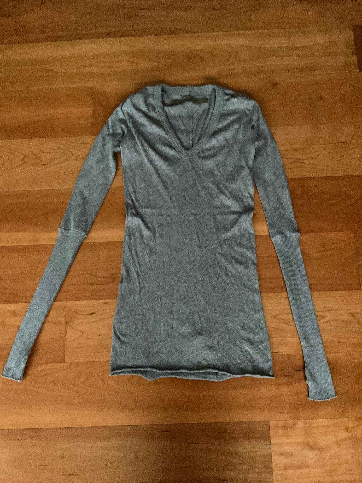 ENZA COSTA Cashmere Cotton Fitted Cuffed V Neck Sweater Knit Size XS ladies