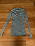 ENZA COSTA Cashmere Cotton Fitted Cuffed V Neck Sweater Knit Size XS ladies