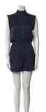 Zadig & Voltaire Navy Caosys Satin Ruffle Trim Romper Size S small ladies